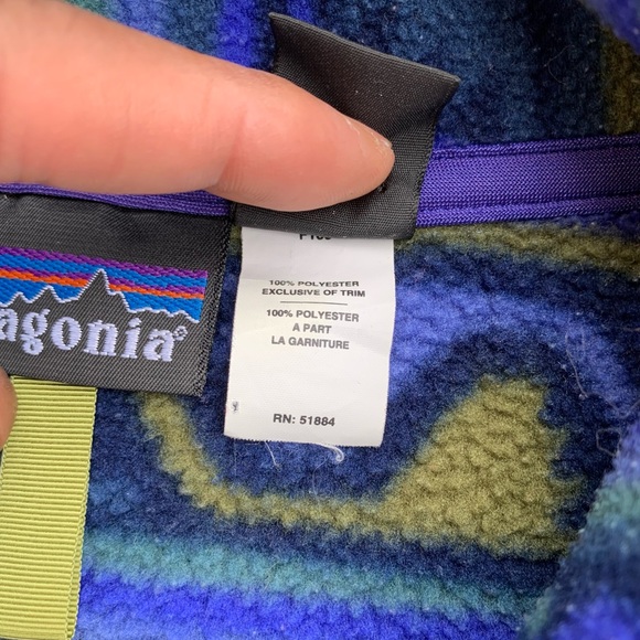 Vintage 1999 Patagonia Made In USA Wave Print Fleece Jacket Men’s Size Large - Picture 7 of 7